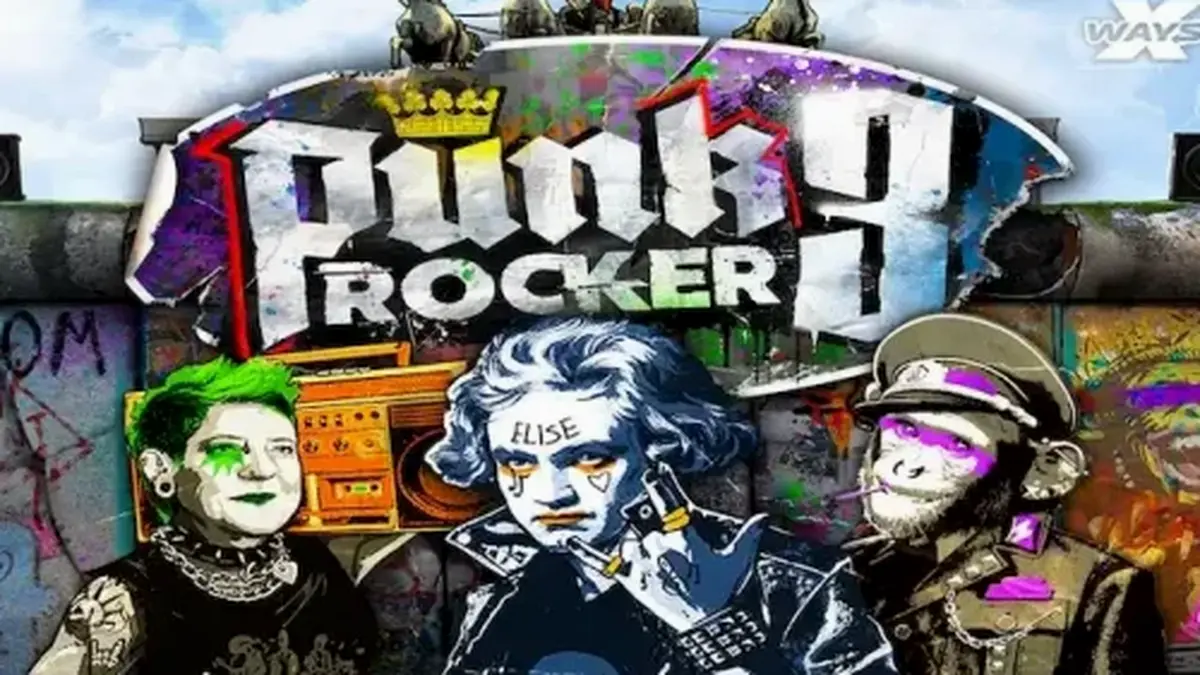 Punk Rocker 3 স্লট গেমের গ্রাফিতি এবং পাঙ্ক থিমযুক্ত ইন্টারফেস
